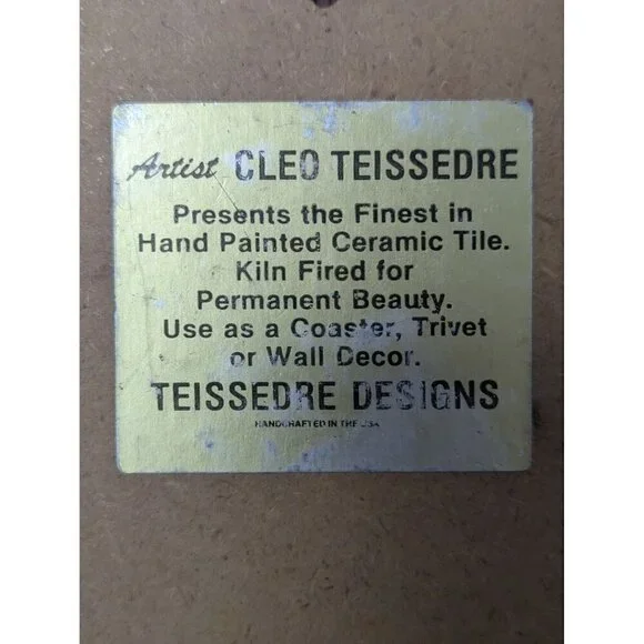 Cleo Teissedre Hand-Painted Southwestern Ceramic Tile Trivet 6in X 6in - Picture 5 of 5